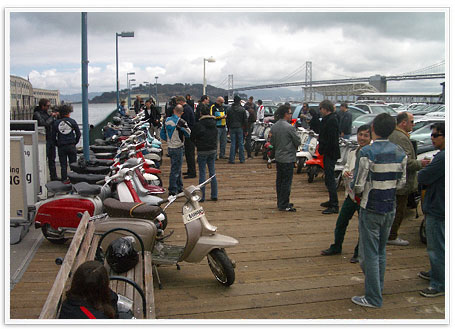 Scooterists at the Golde Gate Bridge